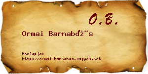 Ormai Barnabás névjegykártya